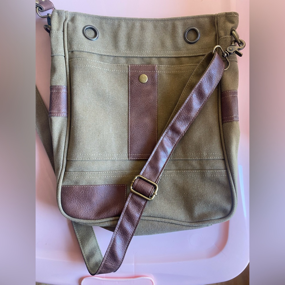 Olive Green Canvas Shoulder Bag